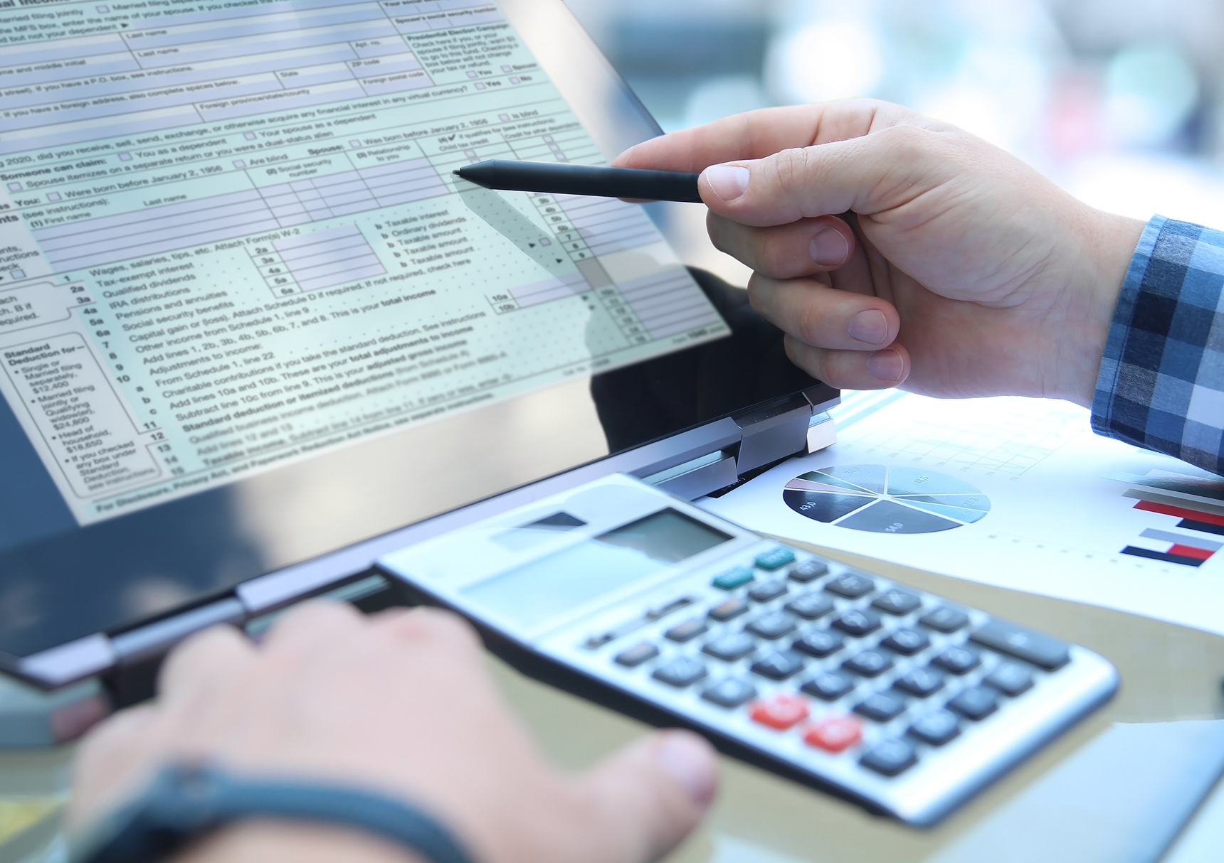 Calculating taxes on a digital tablet