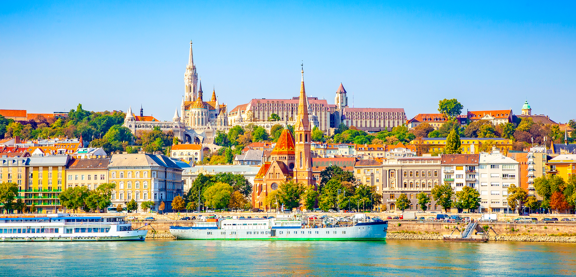 Scenic view of Budapest across the river